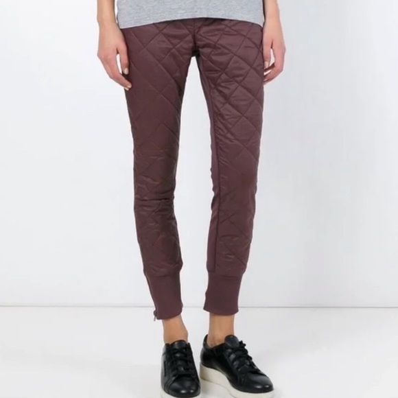 Stella McCartney x Adidas Maroon Quilted Moto Pant , sz Small - Picture 2 of 10